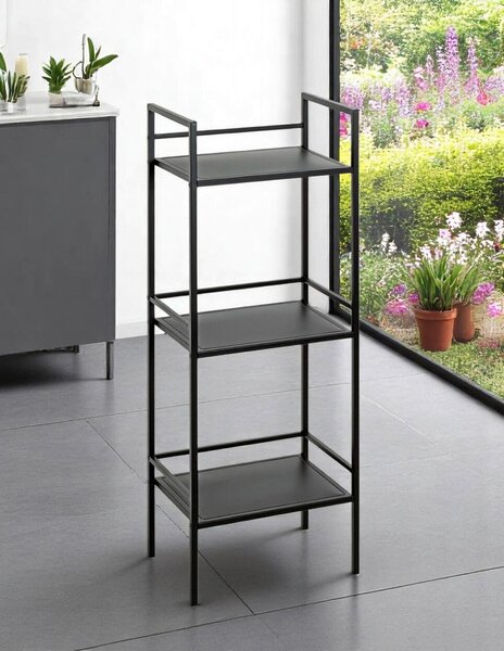 REGÁL, čierna, oceľ, 35/95/25 cm - Online Only drobný nábytok, Online Only