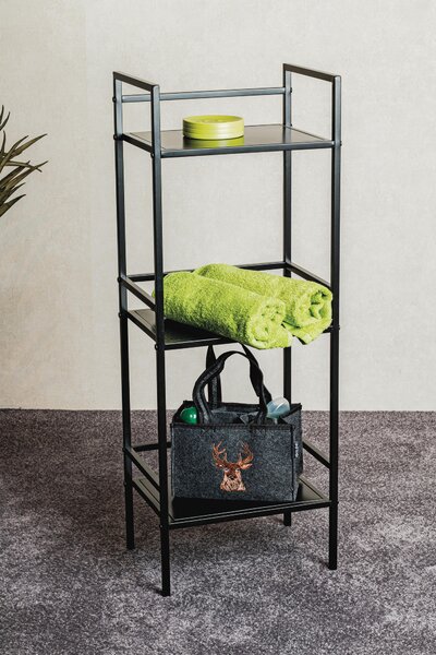 REGÁL, čierna, oceľ, 35/95/25 cm - Online Only drobný nábytok, Online Only