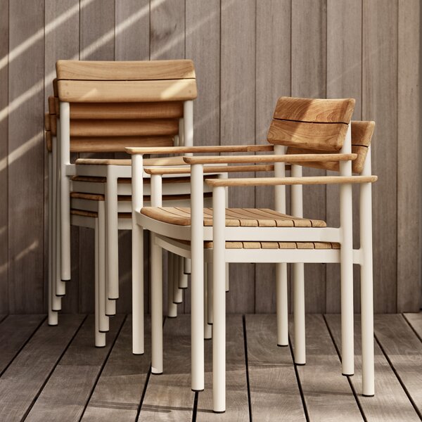 FRITZ HANSEN Záhradná stolička s podpierkami Pelagus, Teak, Hunter Green