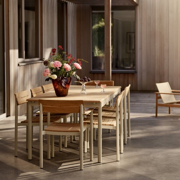 FRITZ HANSEN Záhradná stolička s podpierkami Pelagus, Teak, Hunter Green