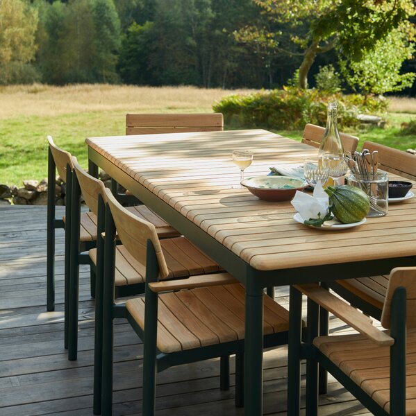 FRITZ HANSEN Záhradná stolička s podpierkami Pelagus, Teak, Hunter Green