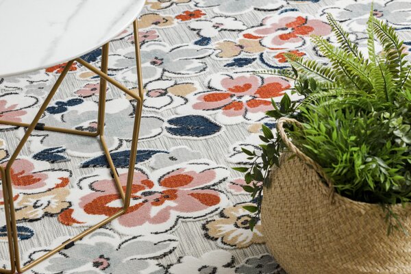 Dywany Łuszczów , Kusový koberec Botanic 65239 flowers grey – na von aj na doma, 78x150, viacfarebná, chodba / predsieň