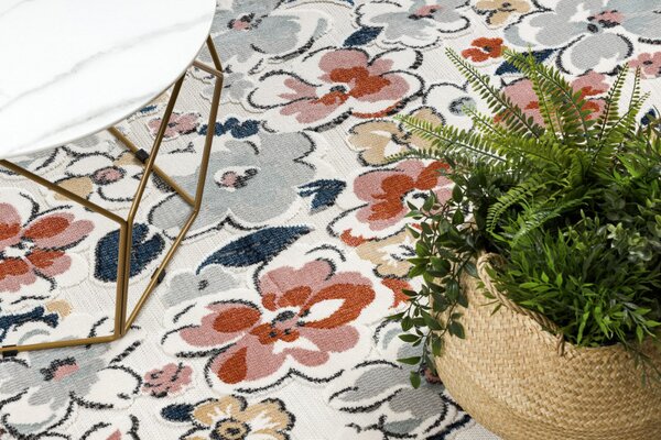Dywany Łuszczów , Kusový koberec Botanic 65239 flowers ecru – na von aj na doma, 78x150, viacfarebná, chodba / predsieň