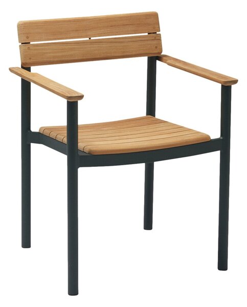 FRITZ HANSEN Záhradná stolička s podpierkami Pelagus, Teak, Hunter Green
