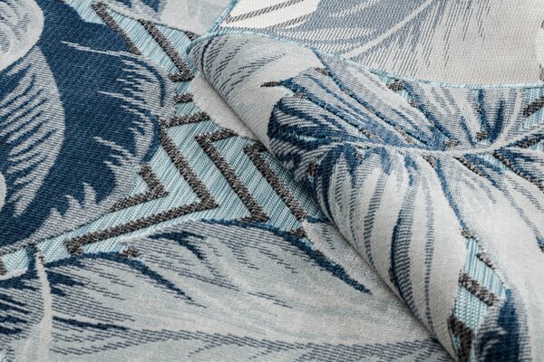 Dywany Łuszczów , Kusový koberec Botanic 65242 Feathers aqua – na von aj na doma, 78x150, modrá, chodba / predsieň