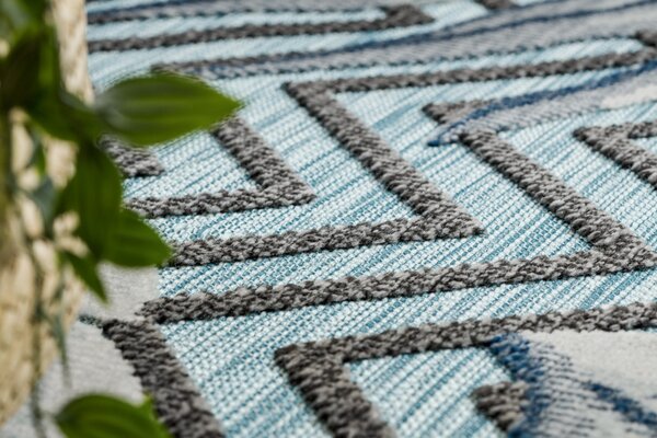 Dywany Łuszczów , Kusový koberec Botanic 65242 Feathers aqua – na von aj na doma, 78x150, modrá, chodba / predsieň
