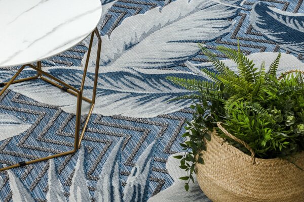 Dywany Łuszczów , Kusový koberec Botanic 65242 Feathers navy – na von aj na doma, 117x170, modrá, chodba / predsieň