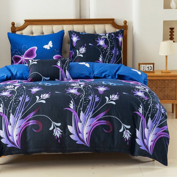Obliečky z mikrovlákna VIOLET BUTTERFLY tmavo modré Rozmer obliečky: 70 x 90 cm | 140 x 200 cm