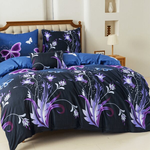 Obliečky z mikrovlákna VIOLET BUTTERFLY tmavo modré Rozmer obliečky: 70 x 90 cm | 140 x 200 cm