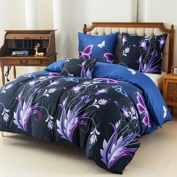 Obliečky z mikrovlákna VIOLET BUTTERFLY tmavo modré Rozmer obliečky: 70 x 90 cm | 140 x 200 cm