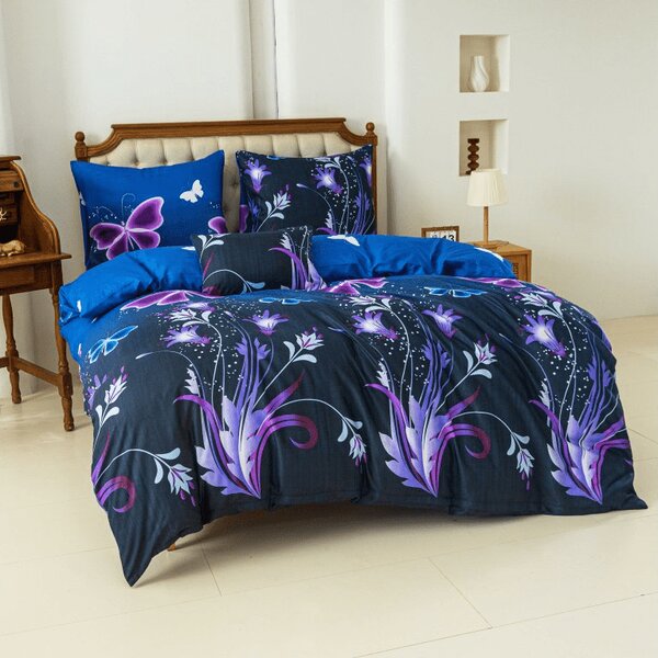 Obliečky z mikrovlákna VIOLET BUTTERFLY tmavo modré Rozmer obliečky: 70 x 90 cm | 140 x 200 cm