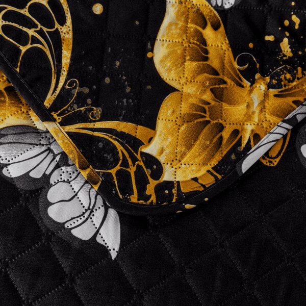 Prehoz na posteľ GOLD BUTTERFLY čierny Rozmer: 170 x 210 cm