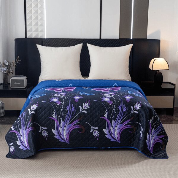 Prehoz na posteľ VIOLET BUTTERFLY, tmavomodrý Rozmer: 170 x 210 cm