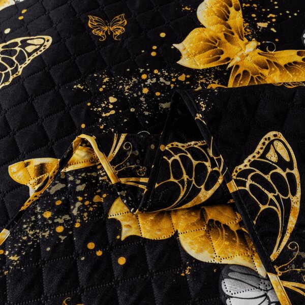Prehoz na posteľ GOLD BUTTERFLY čierny Rozmer: 170 x 210 cm