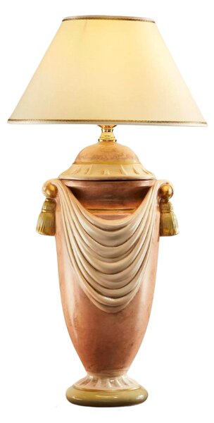 (4010) Štýlová stolná lampa s látkovým tienidlom ružová