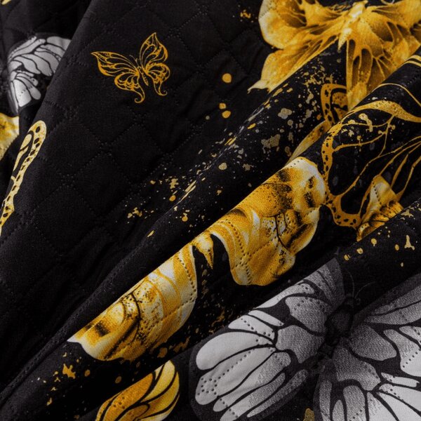 Prehoz na posteľ GOLD BUTTERFLY čierny Rozmer: 170 x 210 cm