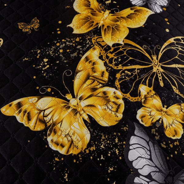 Prehoz na posteľ GOLD BUTTERFLY čierny Rozmer: 170 x 210 cm