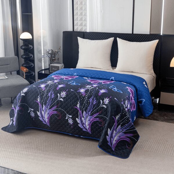 Prehoz na posteľ VIOLET BUTTERFLY, tmavomodrý Rozmer: 170 x 210 cm