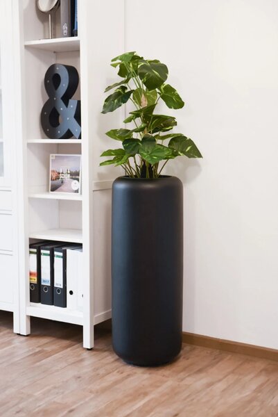 Okrúhly kvetináč MERA, sklolaminát, výška 90 cm, čierna