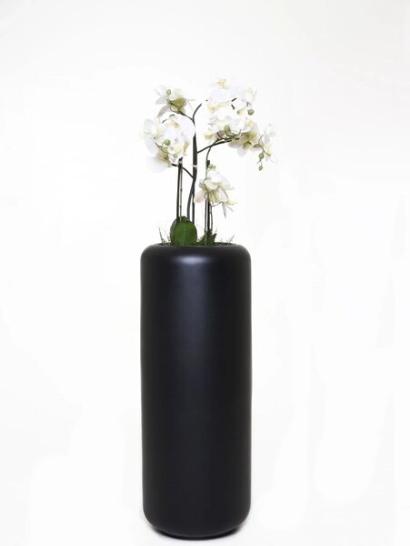 Okrúhly kvetináč MERA, sklolaminát, výška 90 cm, čierna