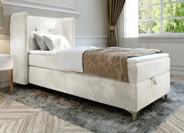 (4029) BOXSPRING posteľ s boxom a topperom 90/200 cm krémová
