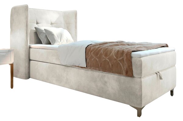 (4029) BOXSPRING posteľ s boxom a topperom 90/200 cm krémová