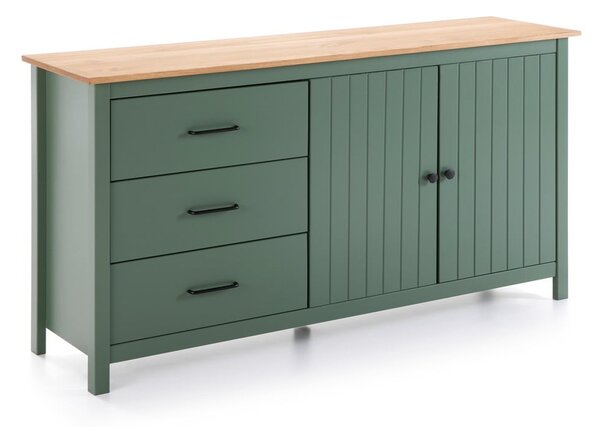 Zelená/v prírodnej farbe nízka komoda z borovicového dreva 150x80 cm Miranda – Marckeric