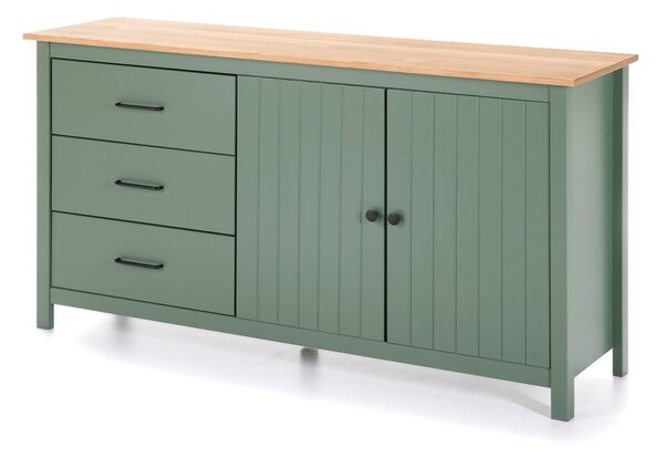 Zelená/v prírodnej farbe nízka komoda z borovicového dreva 150x80 cm Miranda – Marckeric