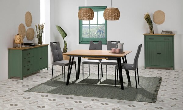 Zelená/v prírodnej farbe nízka komoda z borovicového dreva 150x80 cm Miranda – Marckeric