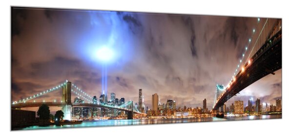 Obraz sklenený večerné mesto New York - 30 x 60 cm