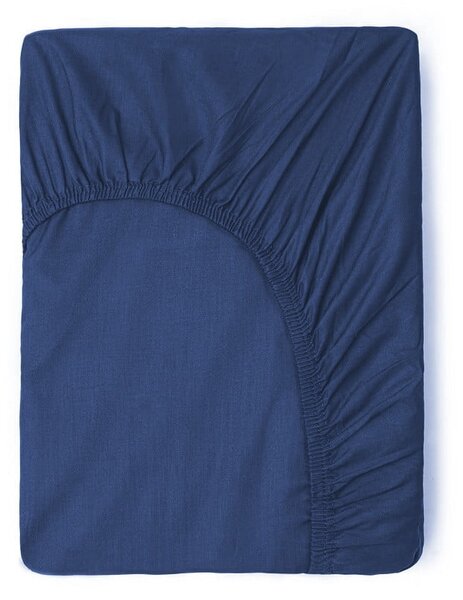 Tmavomodrá bavlnená elastická plachta Good Morning, 180 x 200 cm