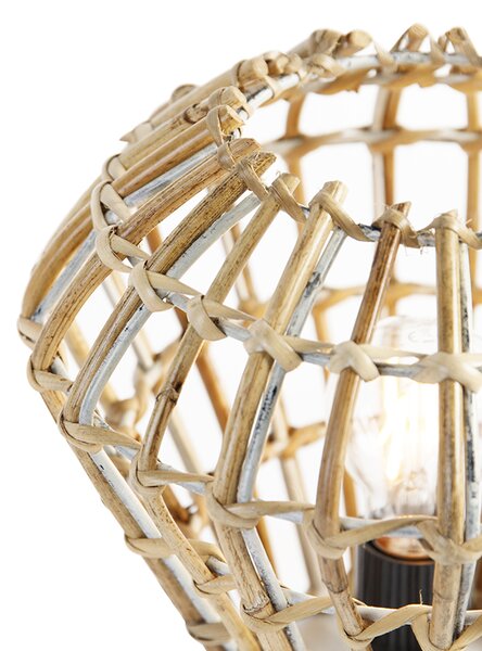 Rustikálna stolná lampa bambusová s bielou - Canna Diamond
