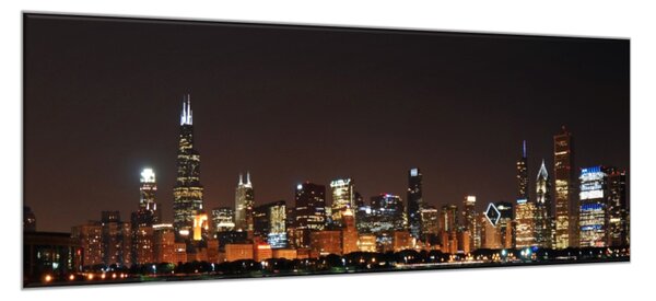 Obraz sklenený nočné mesto Chicago - 30 x 60 cm
