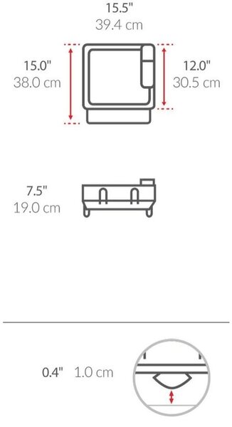 Simplehuman Odkvapkávač na riad Compact, oceľ, plast, FPP, čierna