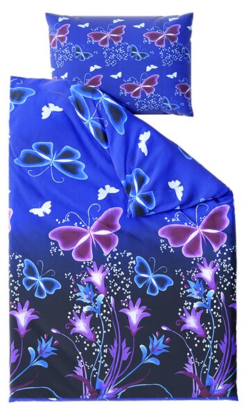 Bavlnené obliečky VIOLET BUTTERFLY tmavomodré, 100% bavlna Rozmer obliečky: 70 x 90 cm | 140 x 200 cm