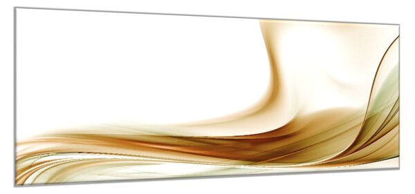 Obraz sklenený jasne hnedá vlna na bielom podklade - 30 x 60 cm