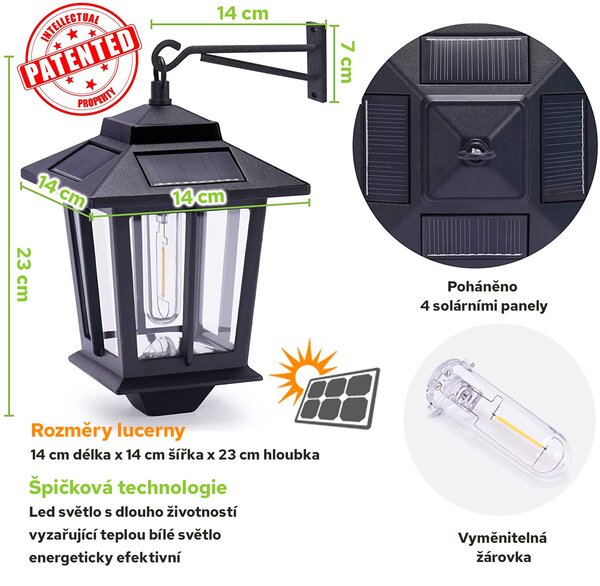 Bezdoteku LEDSolar závesný solárny vonkajší hliníkový lampáš lucerna 2 ks, bezdrôtové, iPRO, 15W, teplá farba