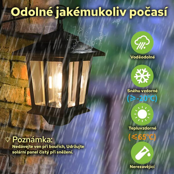 Bezdoteku LEDSolar závesný solárny vonkajší hliníkový lampáš lucerna 2 ks, bezdrôtové, iPRO, 15W, teplá farba
