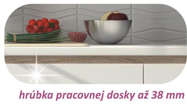 KONDELA Dolná skrinka D 40, vysoký biely lesk/dub sonoma, pravá, LINE