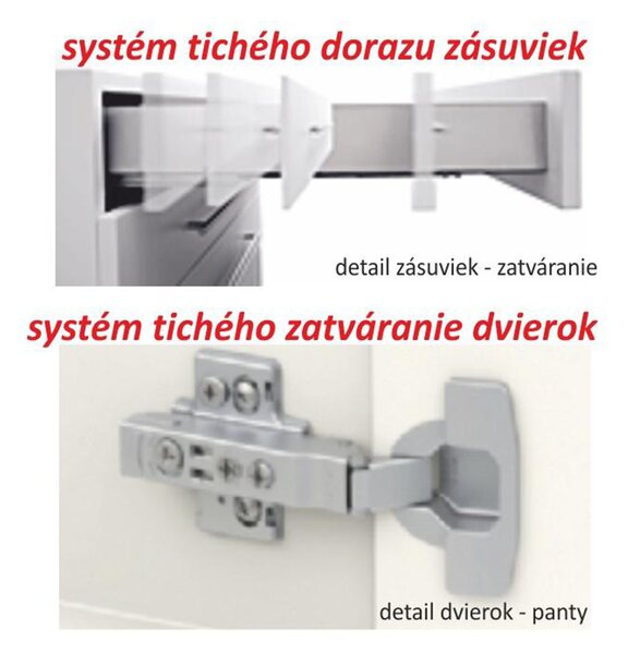 KONDELA Dolná skrinka D 40, vysoký biely lesk/dub sonoma, pravá, LINE