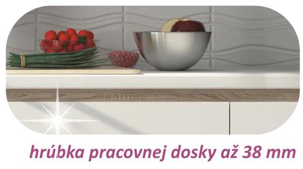 KONDELA Dolná skrinka DR L, vysoký biely lesk/dub sonoma, LINE