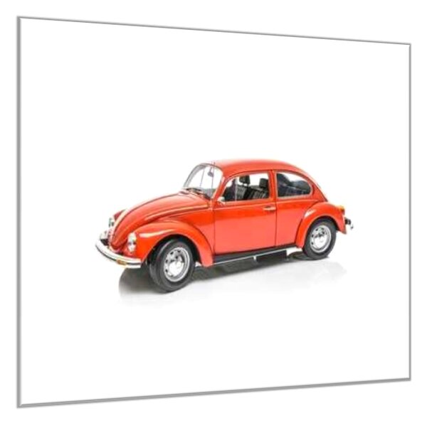 Sklenený obraz červené auto chrobák - 40 x 40 cm
