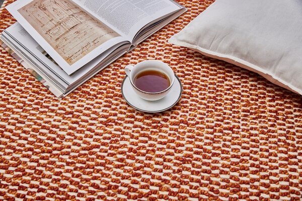Diamond Carpets India , Ručne viazaný kusový koberec Fire Agate DE 4619 Orange Mix, 120x170, oranžová, obývacia izba