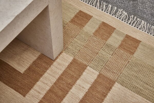 Diamond Carpets India , Ručne viazaný kusový koberec Leonidas DESP P124 Beige Mix, 80x150, béžová, hnedá, chodba / predsieň