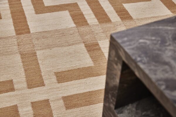 Diamond Carpets India , Ručne viazaný kusový koberec Leonidas DESP P124 Beige Mix, 80x150, béžová, hnedá, chodba / predsieň