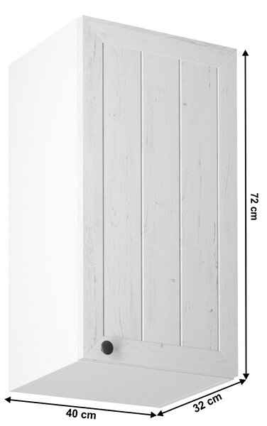 KONDELA Horná skrinka G40, pravá, biela/sosna andersen, PROVANCE
