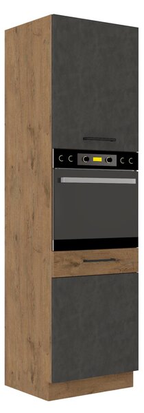 KONDELA Vysoká skrinka, dub lancelot/sivá matná, VEGA 60 DP-210 2F