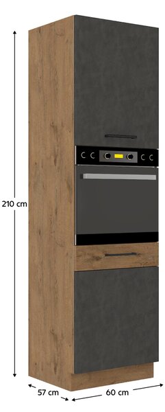 KONDELA Vysoká skrinka, dub lancelot/sivá matná, VEGA 60 DP-210 2F
