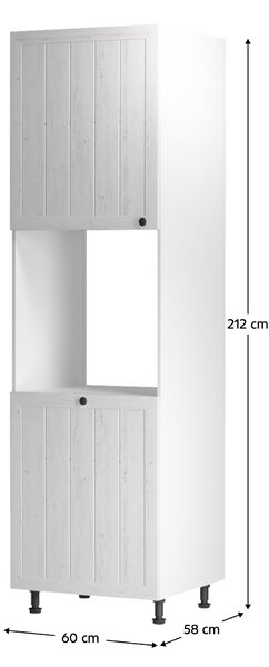 KONDELA Potravinová skrinka D60P, biela/sosna andersen, ľavá, PROVANCE