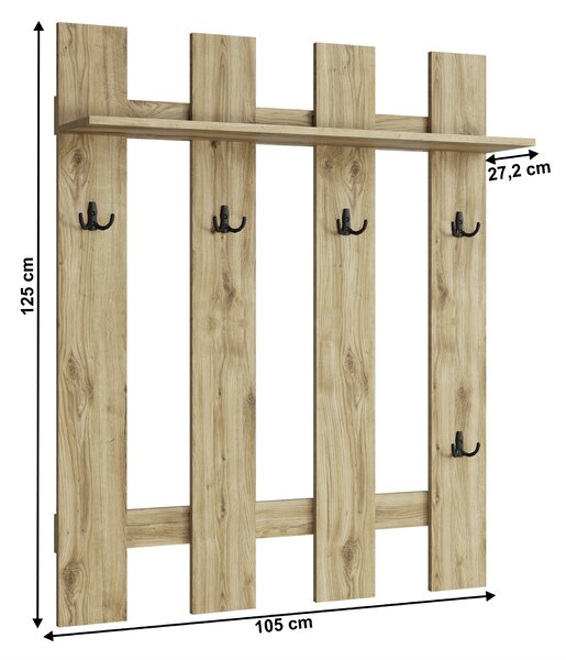 KONDELA Vešiakový panel 105, dub navarra, DORSI